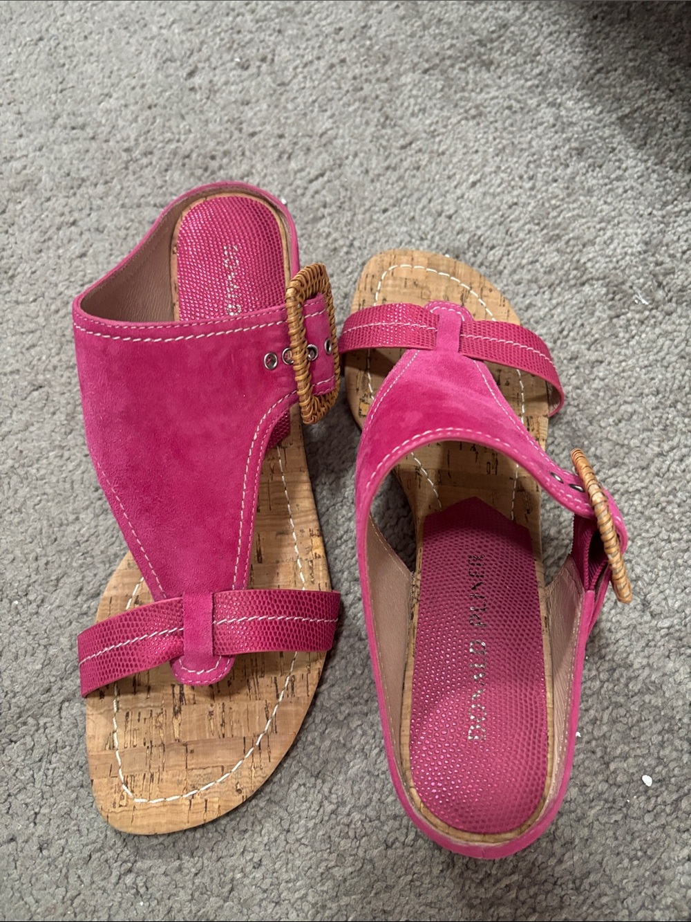 Donald J. Pliner Hot Pink Suede Cork-Style Sandals